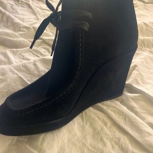 37.5|7.5 Balenciaga Black Suede wedge Ankle Boot - New/Never worn